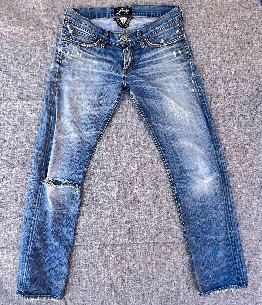 Lucky Brand Womens Jeans Size 2 Light Wash Distressed Mid Rise Skinny Pockets